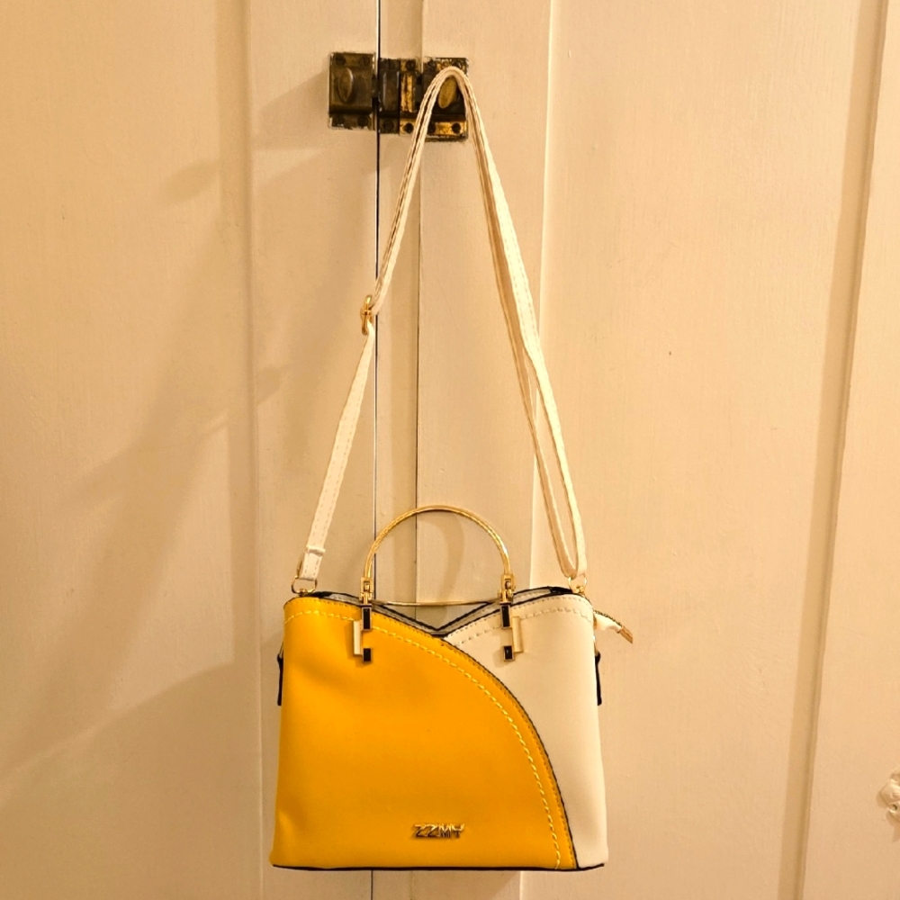 NWOT ZZMY yellow and cream shoulder bag
